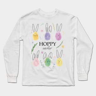 Hoppy Easter bunnies and flowers Long Sleeve T-Shirt